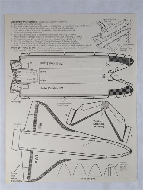 Vintage Nasa Us Space Shuttle Orbiter Paper Glider 1200 Etsy In 2021