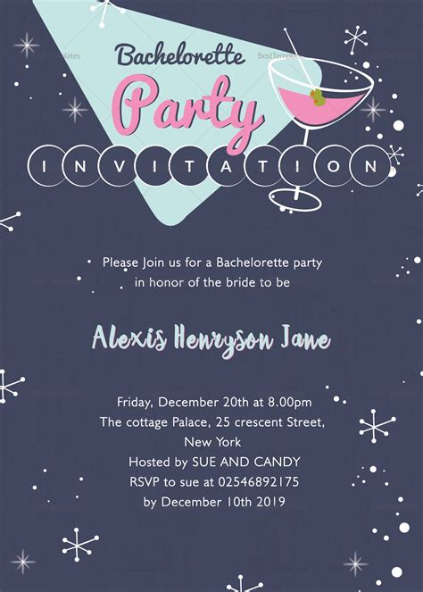 Bachelorette Party Invitation Design Template In Word Psd Publisher
