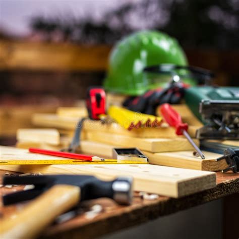 Tools And Work Equipment For Carpenter Carpentry Stock Photo Image