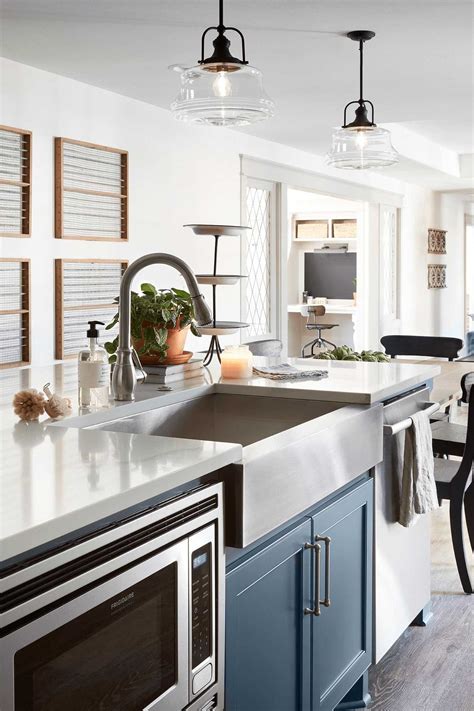 Apron sinks are typically much smaller than the farmhouse sink, and can be placed in a countertop arrangement, instead of needing to be its own entity. Current Obsessions: Belfast Sink vs Farmhouse Sink | Nook ...