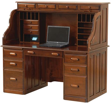 Publishers Computer Roll Top Desk Countryside Amish Furniture
