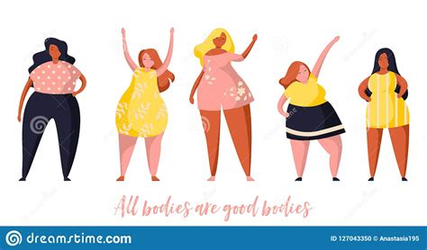 multiracial women of different height and same figure type and plus size female cartoon