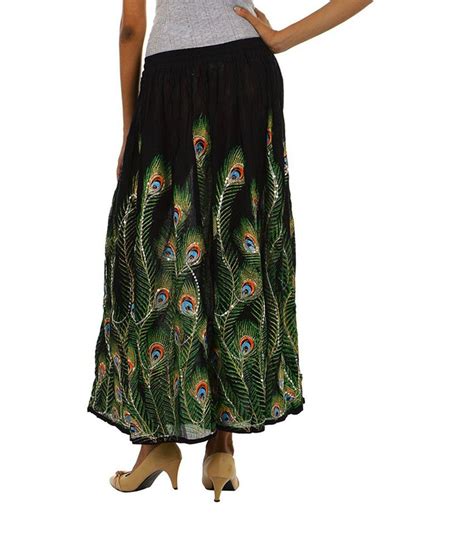 Buy Fashiana Peacock Feather Print Long Skirt Multi Color Online At Best Prices In India Snapdeal