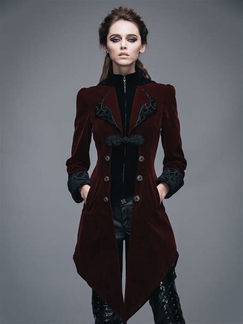 Steampunk Womans Victorian Coat Gothic Clothes Red Steampunk Haolin