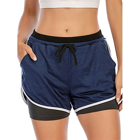 lelinta elastic waistband yoga shorts for women workout running athletic bike high waist