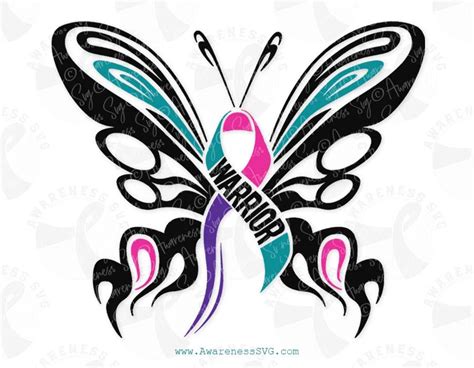 Thyroid Cancer Warrior Svg Awareness Svg Thyroid Cancer Butterfly Svg