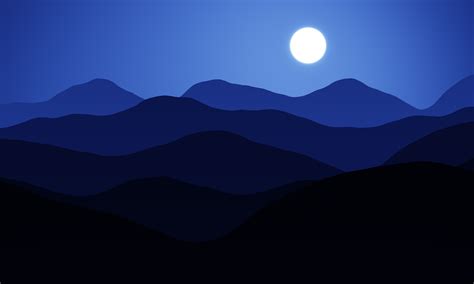 Blue Sky Moon Mountains 4k Wallpaper Coolwallpapersme