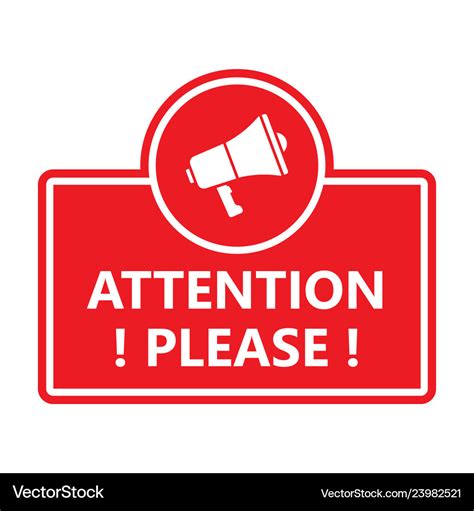 Attention Please Badge With Megaphone Icon Vector Image