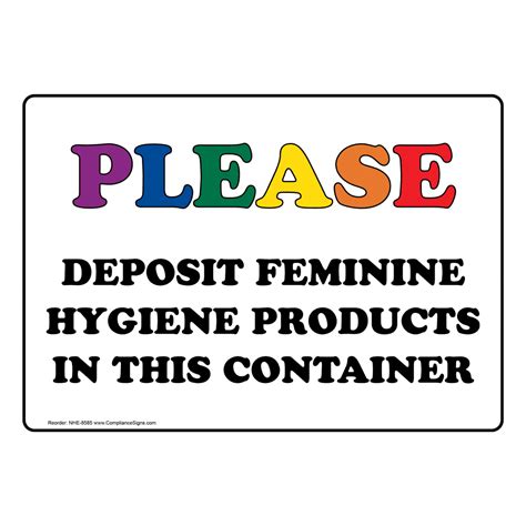 Deposit Feminine Hygiene Products In Container Sign Nhe