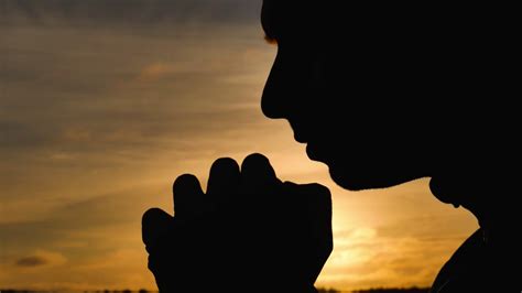 Silhouette Of Man Praying At Sunset Concept Stock Footage Sbv 320018539
