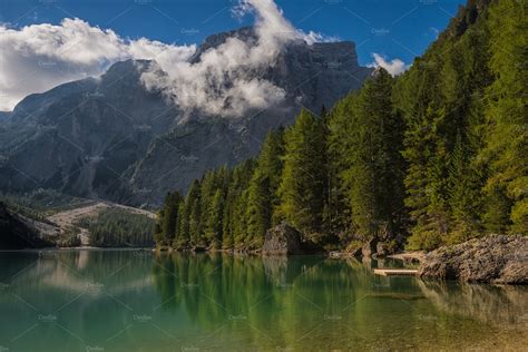 Braies Lake Dolomiti Italy High Quality Nature Stock Photos