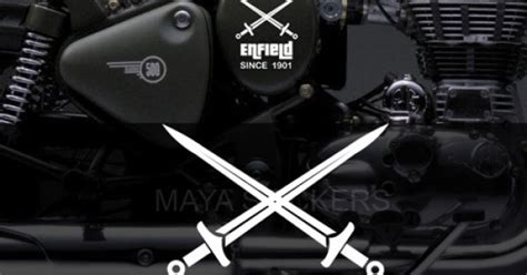 Custom Crossed Sword Sticker For Royal Enfield Bullet Available In Different Colors