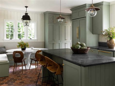 Heidi Caillier Design Seattle Interior Designer Kitchen Green Cabinets