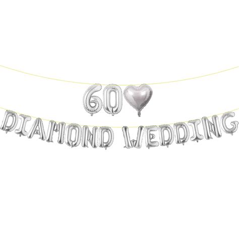 Buy Elicola Diamond Anniversary Balloons Happy 60th Anniversary Banner
