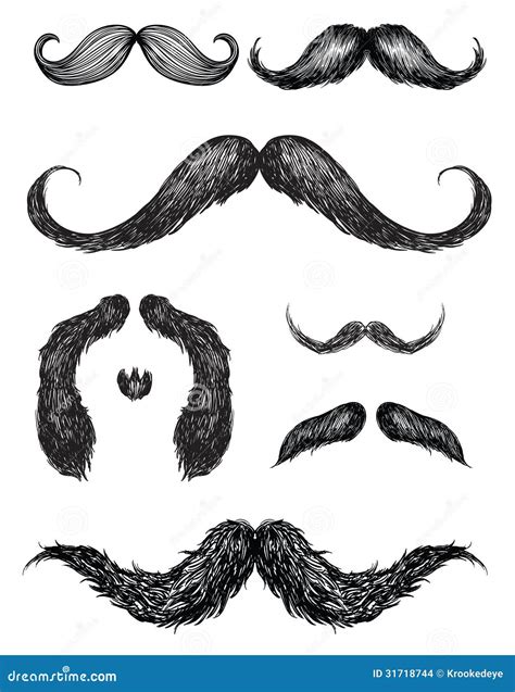 Hand Drawn Mustache Set Stock Images Image 31718744