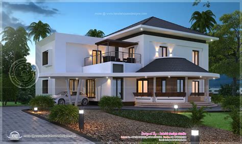 Large glass windows and doors give additional visual impact to the structure, which allows natural lighting to strike its interiors as a part of the improved elements of. Beautiful 3200 sq-ft modern villa exterior | Home Kerala Plans