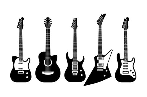 Guitars Black And White Acoustic And Electric Guitar Outline Musical