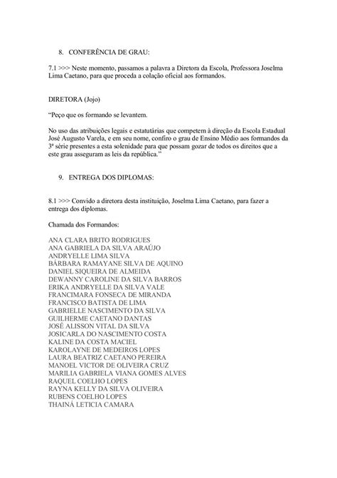 Texto Cerimonial De Formatura Ensino Médio