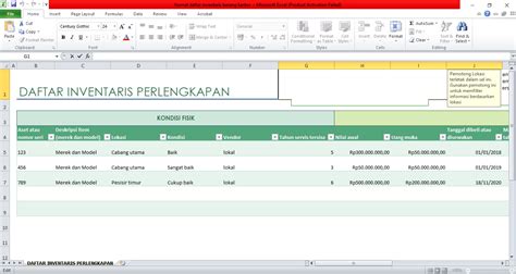 Contoh Format Inventaris Barang Kantor Excel