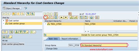 Define Standard Cost Center Hierarchy For Controlling Area In Sap