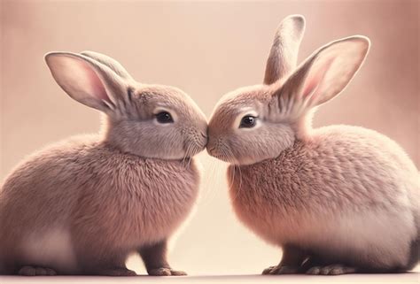 Premium Photo Cute Bunny Rabbits Kissing Easter And Valentines Day Concept Generative Ai