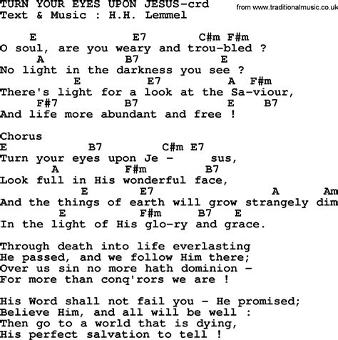 Top Hymn Turn Your Eyes Upon Jesus Lyrics Chords And Pdf