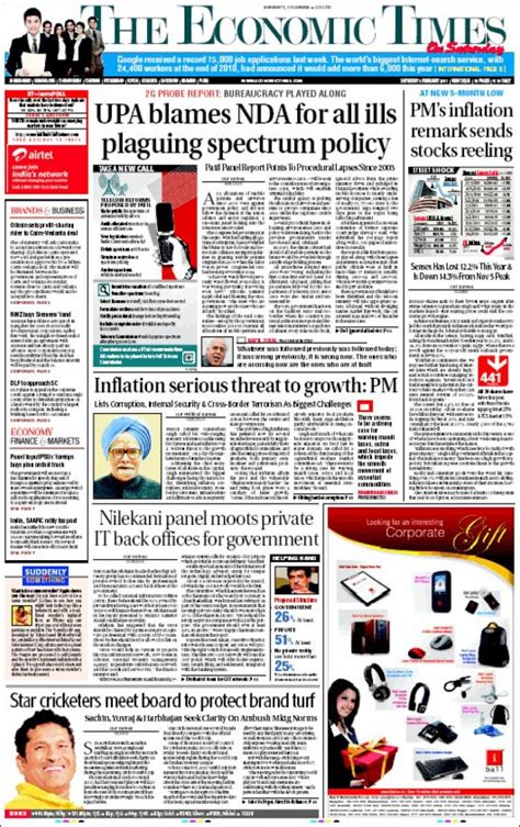 Newspaper The Economic Times India Newspapers In India Saturdays