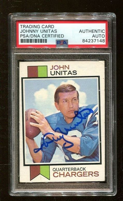 Johnny Unitas Autographed Signed 1973 Topps 455 Autographed Chargers