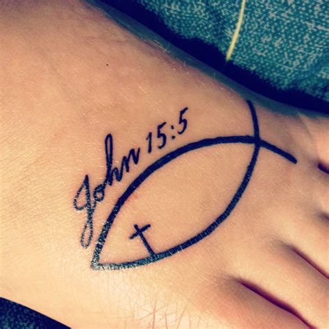 Smaller jesus fish image meaning ideas are plentiful with this tattoo being the most popular among cat lovers. Tattoo. Jesus fish, John 15:5 | Christian Tattoos ...