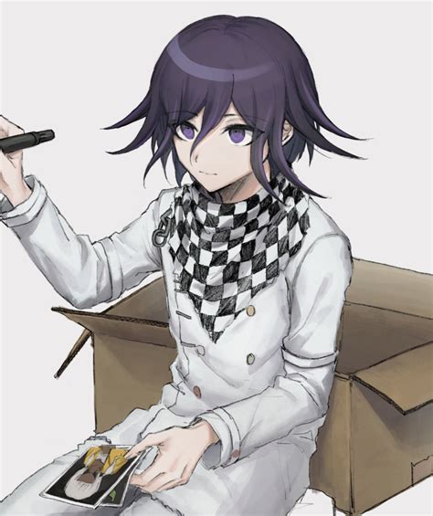 Safebooru 1boy Aji Kosugi Bangs Black Hair Box Carton Checkered