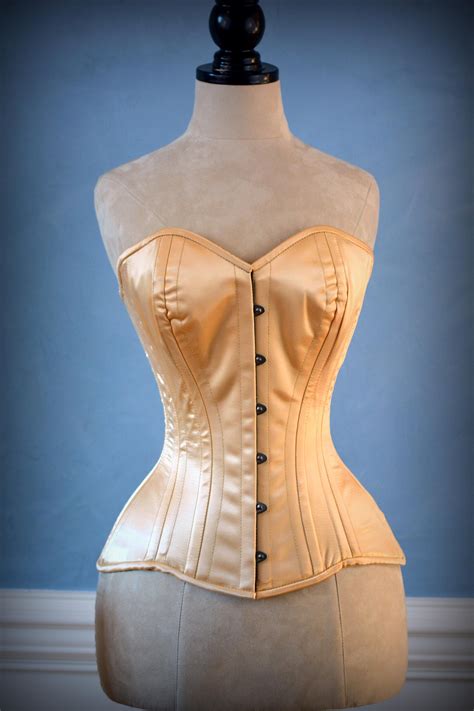 luxury made to measures overbust authentic satin corset with long hip corsettery authentic