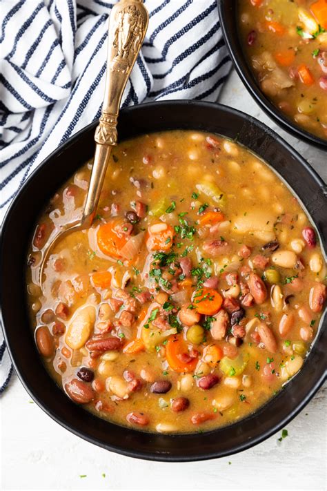 Ham And Bean Soup Instant Pot Or Slow Cooker Recipe Ham Bean Soup Ham Beans Bean Soup