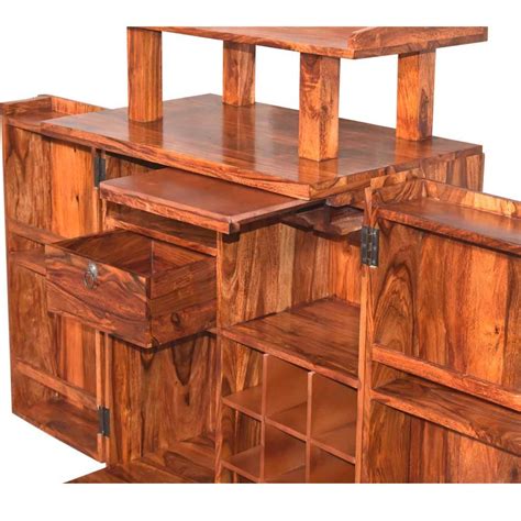 Indian Sheesham Wood With Tray Design Bar Cabinet Kuber Furniture