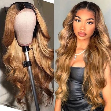 Onemorewig Ombre Honey Blonde Wigs B Color X Lace Front Wig Body Wave Human Hair Wigs