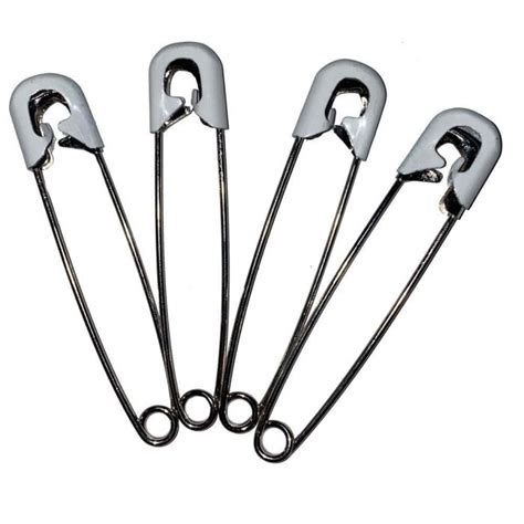 Stainless Steel Locking Nappy Pins Set Of 4 White