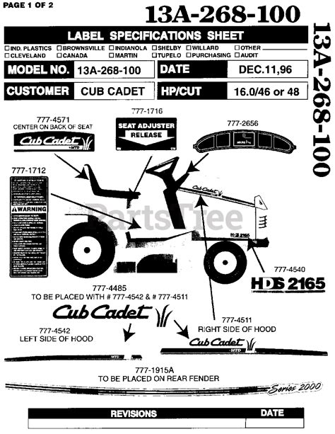 Cub Cadet 2165 13a 268 100 Cub Cadet Garden Tractor Sn 326006