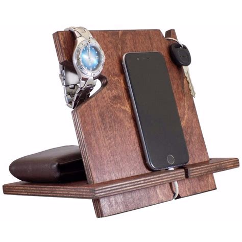 Universal Wood Cell Phone Docking Station Red Mahogany