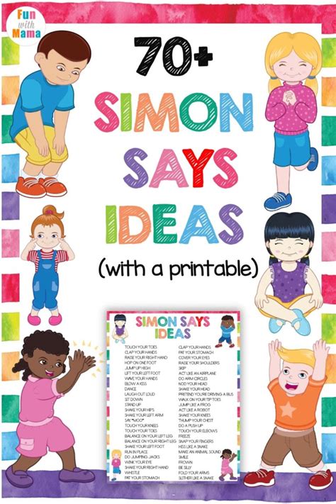 70 Simon Says Ideas For Kids Printable Printable Fun With Mama