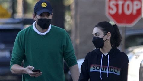 Mila Kunis And Ashton Kutcher Twin In Casual Looks For Coffee Date