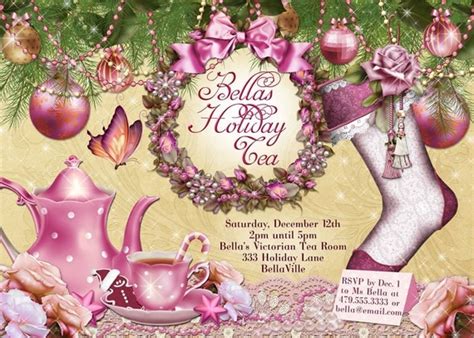 Victorian Christmas Tea Party Invitation Holiday By Bellaluella