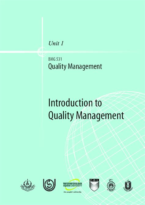 Ministry of higher education, malaysian qualifications agency (mqa). (PDF) Introduction to quality management Quality ...