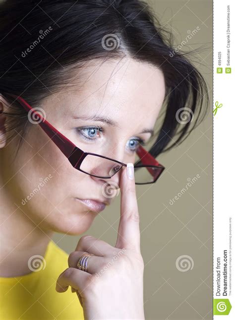 Woman Wearing Red Glasses Stock Image Image Of Beautiful 4994025