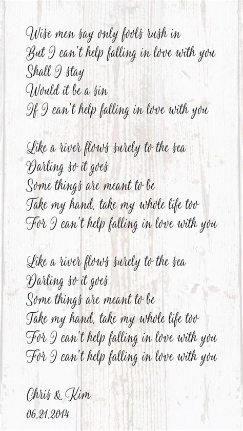 I Can't Help Falling In Love With You Lyrics Personalized