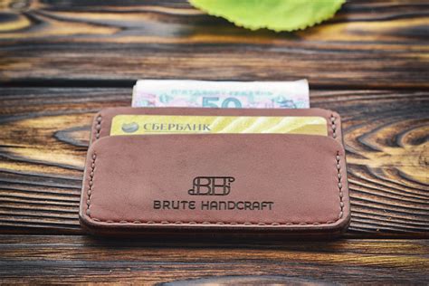 Personalized Leather Credit Card Sleeve Cardholder Monogram Etsy