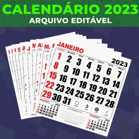 Calendário Base 2023 Png E Editável Em Corel Draw Elo7