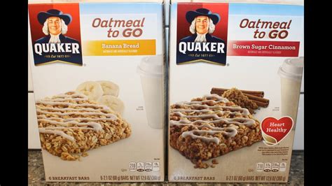 Quaker Oatmeal To Go Banana Bread And Brown Sugar Cinnamon Bars Review