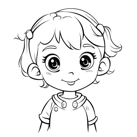Little Girl Coloring Page Outline Sketch Drawing Vector Wing Drawing