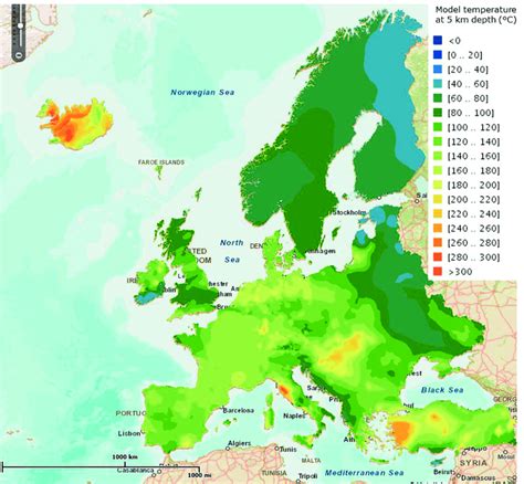 Modelled Temperature At 5 Km Depth In Europe Source Modifi Ed From