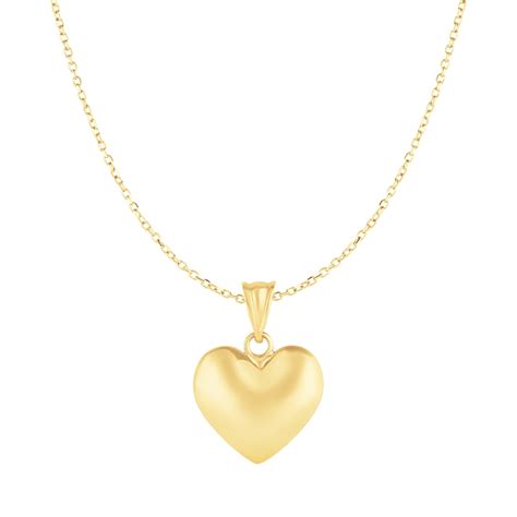 Puffed Heart Pendant In 10k Yellow Gold Richard Cannon Jewelry