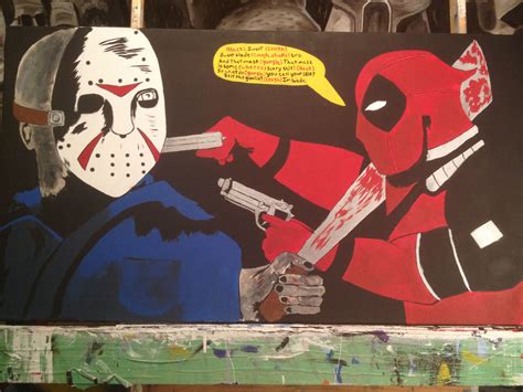 3 Foot X 20 Inches Deadpool Vs Jason Voorhees I Handmade The Canvas